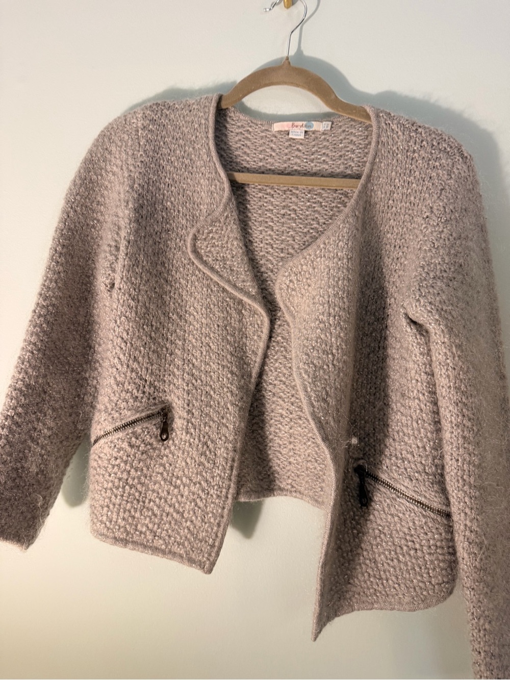 Boden Soft Blush Pink Seed-Stitch Open Cardigan